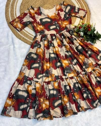 This beautiful kalamkari printed maxi gown made with soft cotton fabric and feeding zip also attached - Mango Tango, S