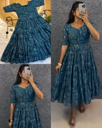 Launching the most unique "village print "Hakoba maxi gown with one side pocket - Prim, S