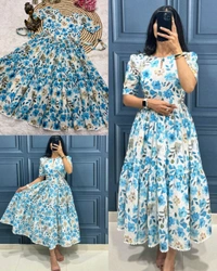 Trendy soft Hakoba Cotton with attractive print with Full lining Maxi
- White, S