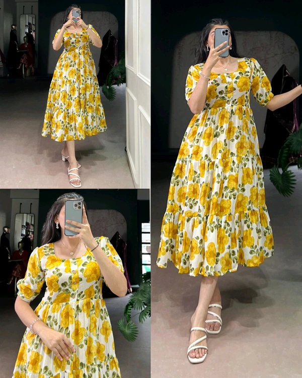 When rich Vichitra silk meets the magic of florals, you get more than just a dress 💐
- Yellow, L
