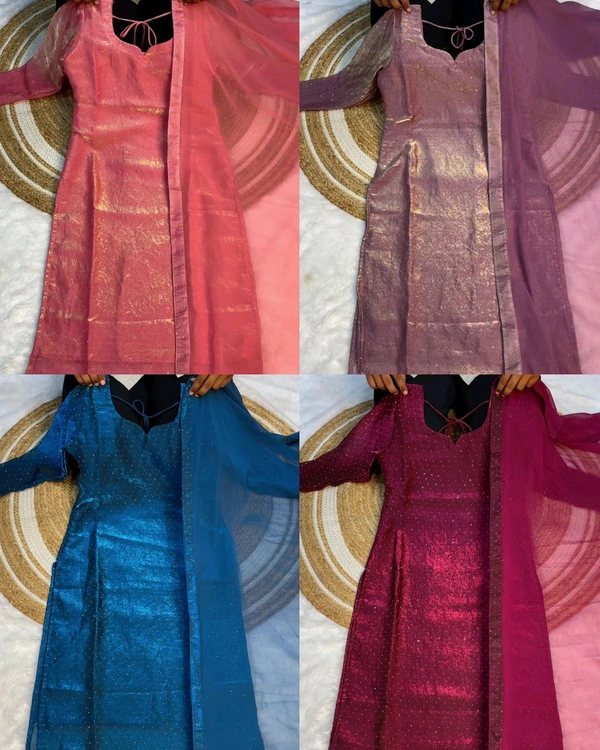 This kurti made with premium soft space silk with diamond work - Bouquet, L