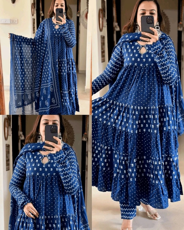 Stylish Blue Frill Duppatta set
- 6XL