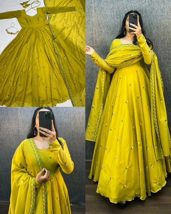 QUEEN LOOK TRENDY EXCLUSIVE MASTER GOWN SERIES FESTIVAL SALES - Sunflower, 3XL