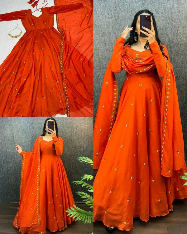 QUEEN LOOK TRENDY EXCLUSIVE MASTER GOWN SERIES FESTIVAL SALES - Orange, L
