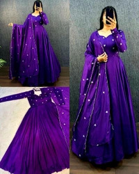 Trendy Heart Gown With Dupatta - Red, S