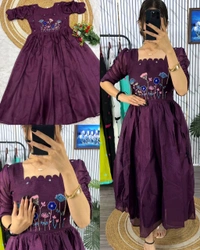 ✨Most Trending Beautiful Stylist Gown with Handwork – Where Elegance Meets Comfort! ✨ - Pink, M