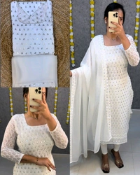 New Launching chikankari Side knot kurti + dupata only - Wine, S