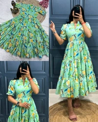 Stylish Anime Flower Print Work Pattern in 3 Layer - Classic Rose, S