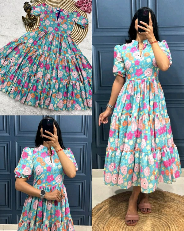 Stylish Anime Flower Print Work Pattern in 3 Layer - Jungle Mist, 3XL