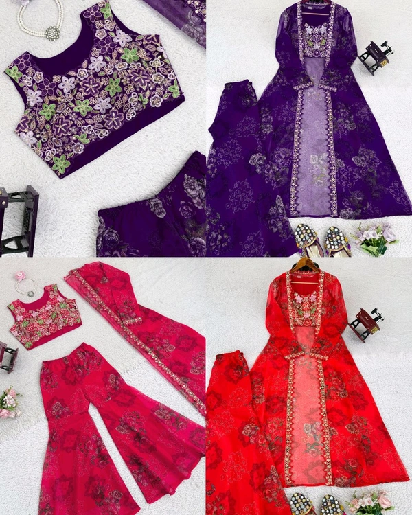 Designer Sharara Set - Cherry Pie, S