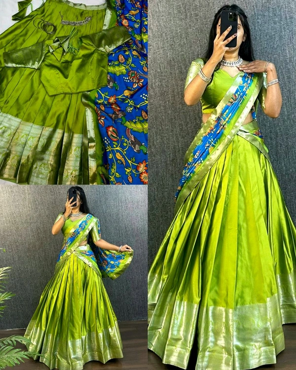 Traditional Look Ready To Wear Beautiful Festival Lehanga - Parrot Green, XL
