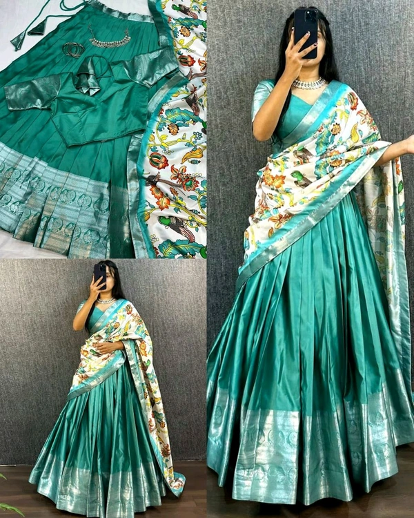 Traditional Look Ready To Wear Beautiful Festival Lehanga - Teal, L
