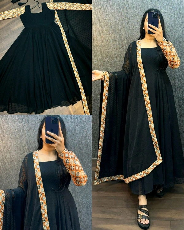Trendy Black Beauty Kurti With Dupatta - S, 1st Maroon