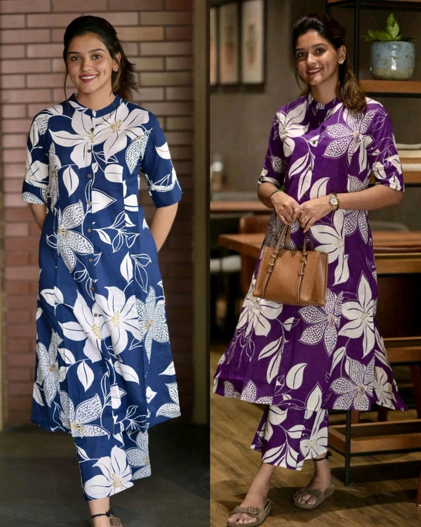 Trendy daily college & office wear Co-ord Set outfit relaxed & comfort fit - Blue, 2XL