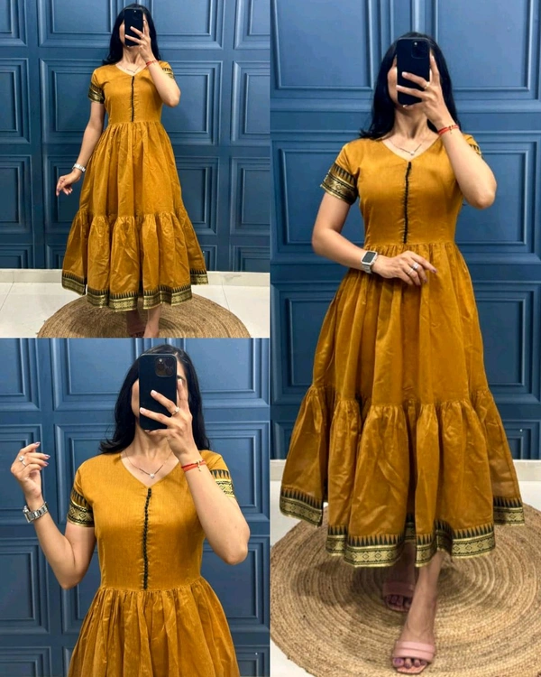 New Super Trendy Traditional Outfit Cotton Maxi Dress - Tangerine, S