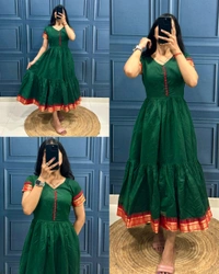 New Super Trendy Traditional Outfit Cotton Maxi Dress - Tangerine, S