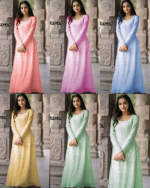 NEW STYLISH GEORGETTE WITH SEQUANCE WORK  - 3XL, Peach