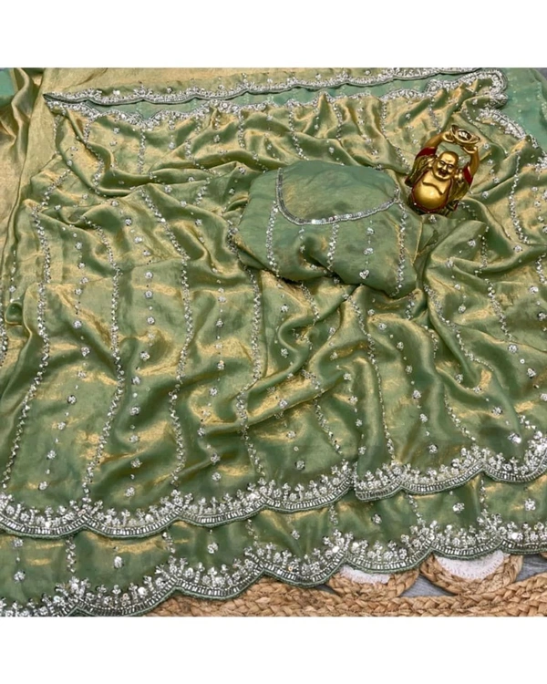 High Trending Presenting you the luxurious and glamorous hand work saree
 - Green, Free Size