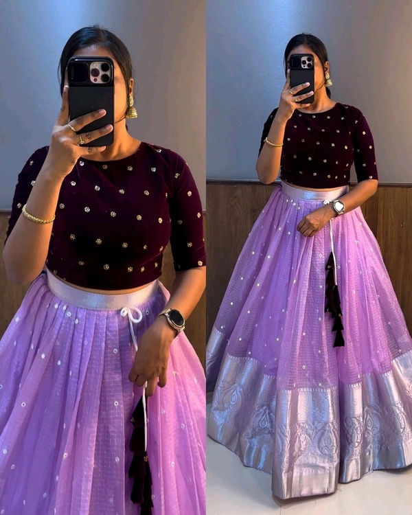Trendy Beautiful Crop top + Skirt - Violet, S