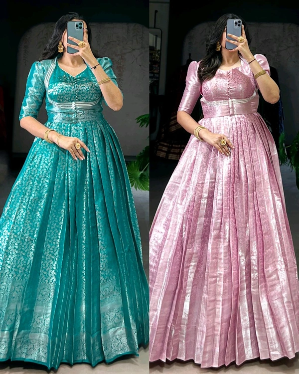 Gown With Coat, Draped in culture, twirling in style. - Pink, Free Size
