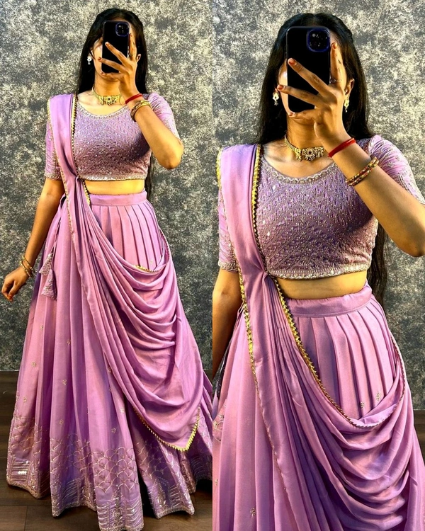 READY TO WEAR TRENDY LEHENGA - Mauve, L