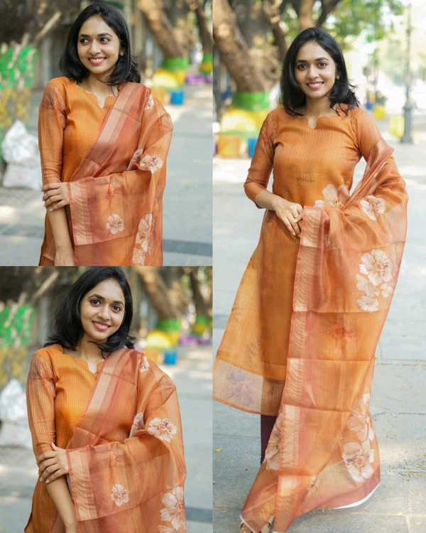 Trendy Women's Chanderi Silk Kurti Set - L