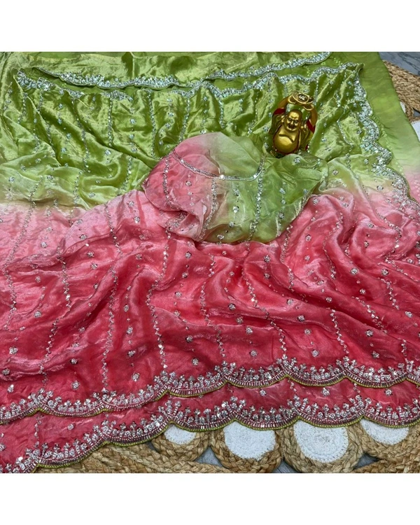 Trendy the luxurious and glamorous super hand work saree - Pink, Free Size