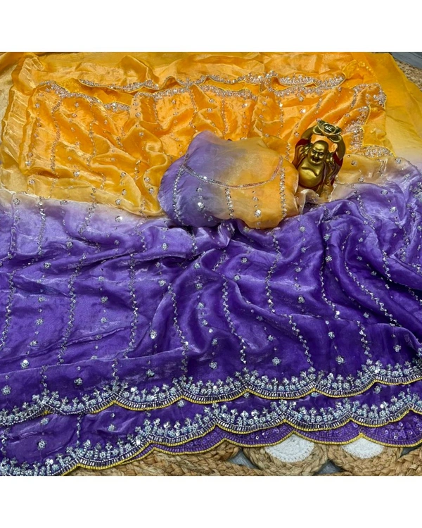 Trendy the luxurious and glamorous super hand work saree - Pink, Free Size