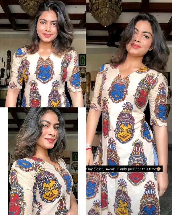Traditional Kalamkari-Inspired Print Kurti - S