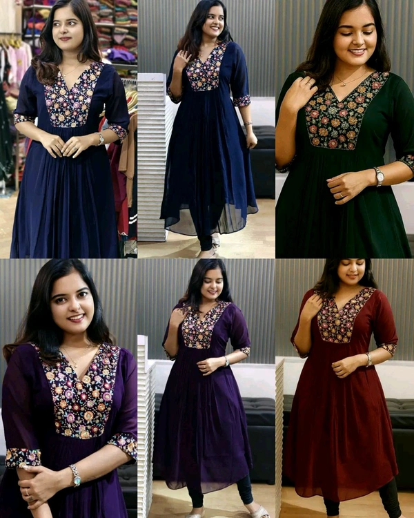Trendy Special Launching Beautiful Handwork Kurti - Maroon, XL