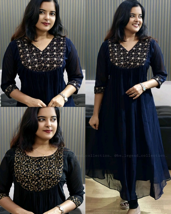 Trendy Special Launching Beautiful Handwork Kurti - Navy Blue, M