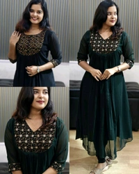 Trendy Special Launching Beautiful Handwork Kurti - Navy Blue, M