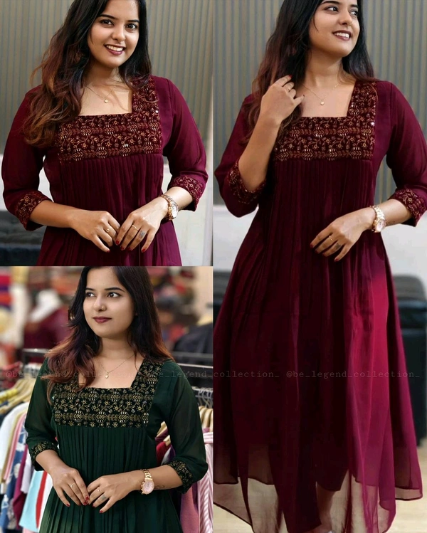 Trendy Special Launching Beautiful Handwork Kurti - Maroon, M