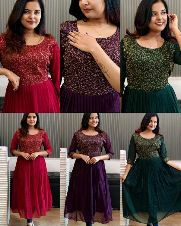 Trendy Special Launching Beautiful Handwork Kurti - Maroon, M