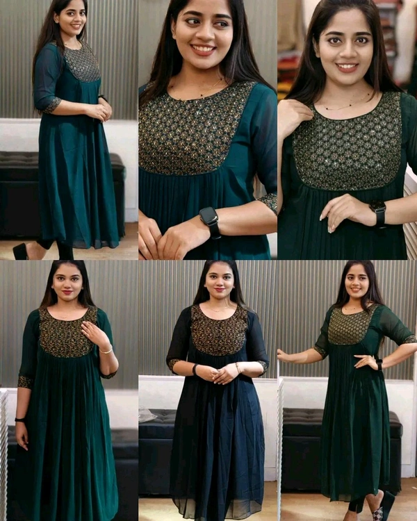 Trendy Special Launching Beautiful Handwork Kurti - 4th Green, M