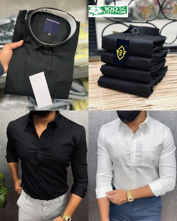 Trending Men's Wear Plain Stylish Shirts - Black, M
