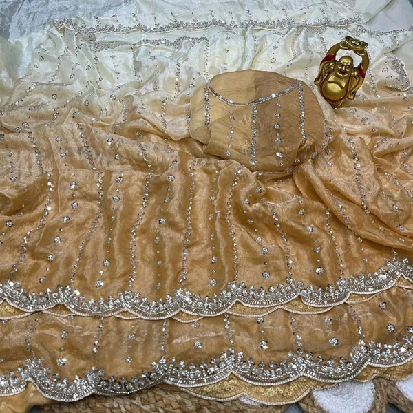 High Trending Presenting you the luxurious and glamorous hand work saree - Gold, Free Size