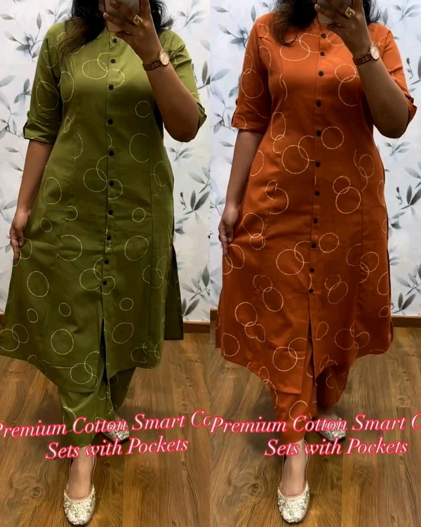 Premium Cotton Coord Sets with Both Side Pockets - Fire, L