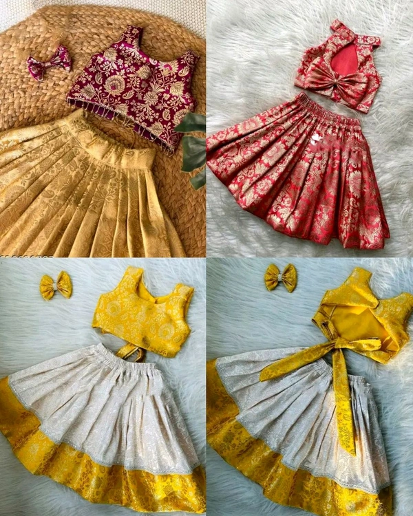 Beautiful Banarasi Silk Lehenga Choli Set - Red, 9-10 Years