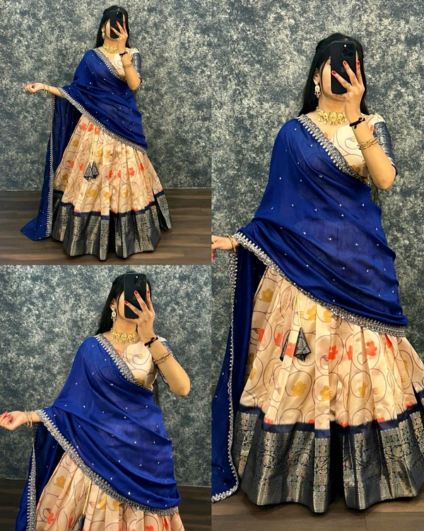 READY TO WEAR TRENDY LEHENGA
- Free Size, Pigment Indigo