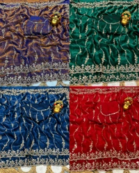 Launch Grand party wear saree in original gold beeds work - Maroon, Free Size