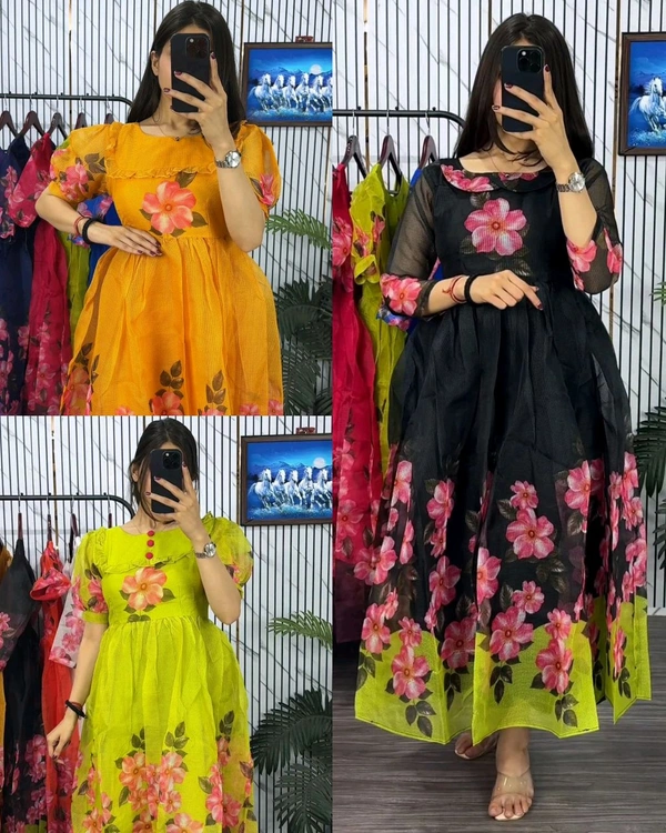 Blooming with beauty in this elegant floral print dress - Yellow Green, 2XL