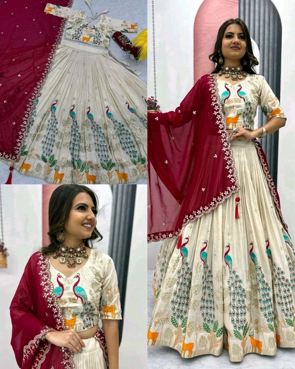 Trendy Launching Wedding wear Lehenga Choli With Cancan - Maroon, XL