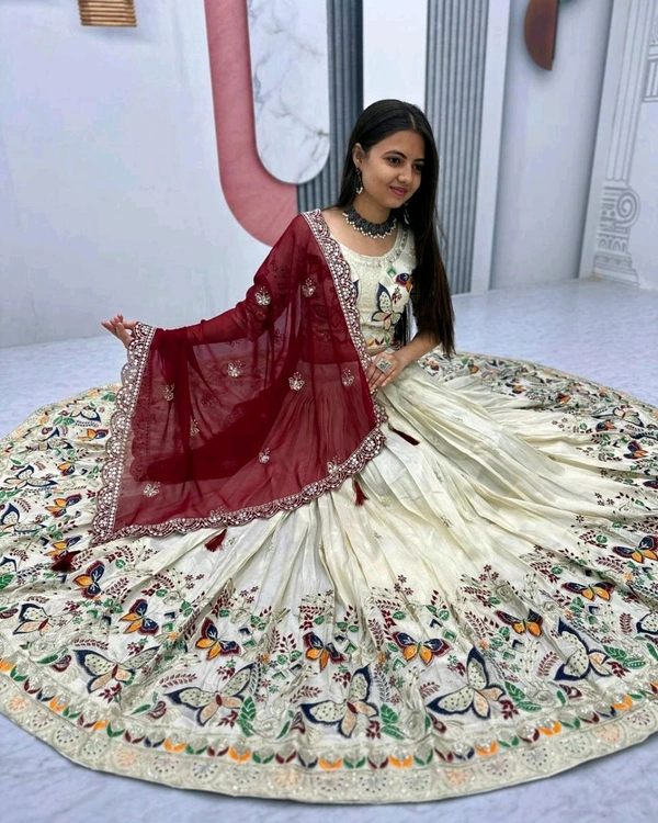 Trendy Launching Wedding wear Lehenga Choli With Cancan - Maroon Butterfly, L