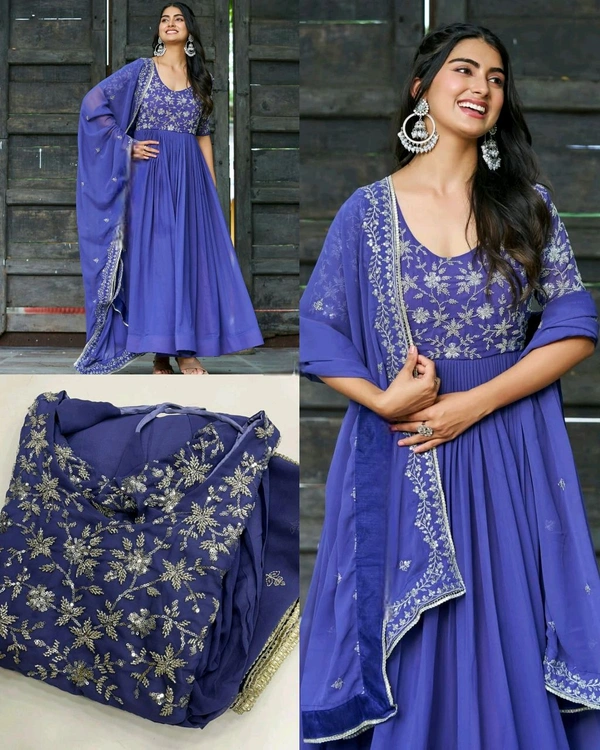 Trendy Elegance Look Sequins Multithreaded Beads Embroidered work Gown with Dupatta
- 2XL