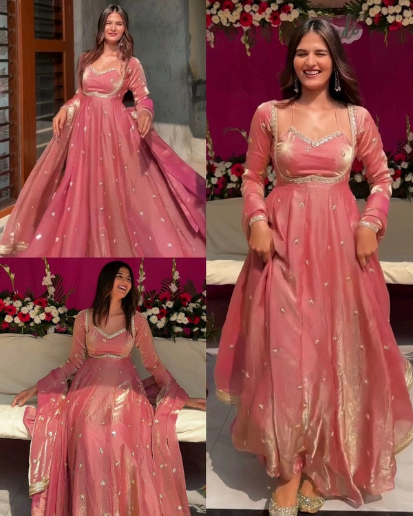 Trendy New Launching Designer Party Wear Look Collection - Pink, 2XL