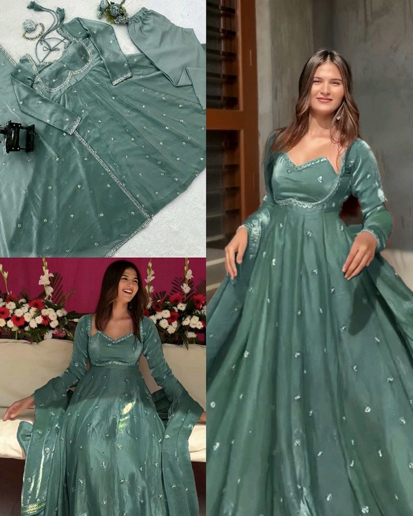 Trendy New Launching Designer Party Wear Look Collection - Teal, 2XL
