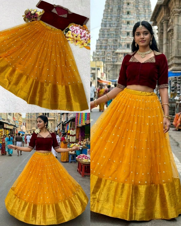 Elegance & Traditional Look Beautiful Fully Stitched Crop Top + Skirt
- Maroon, L