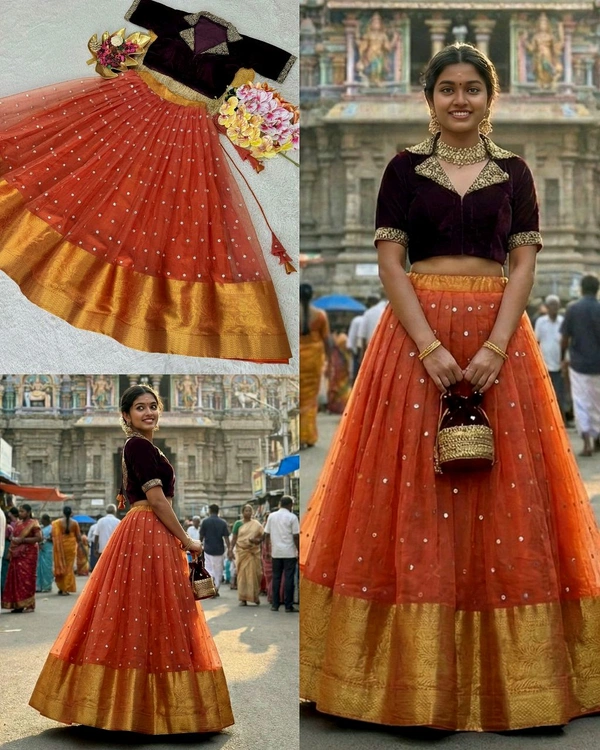 Elegance & Traditional Look Beautiful Fully Stitched Crop Top + Skirt
- Maroon, L