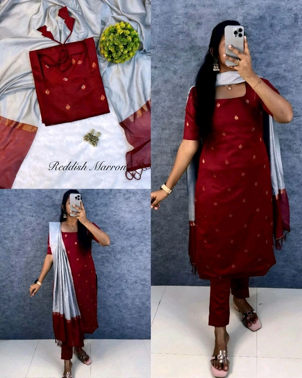 Elevate your style with this stunning pure silk cotton set ethinicwear outfit🥰 - Wine, S